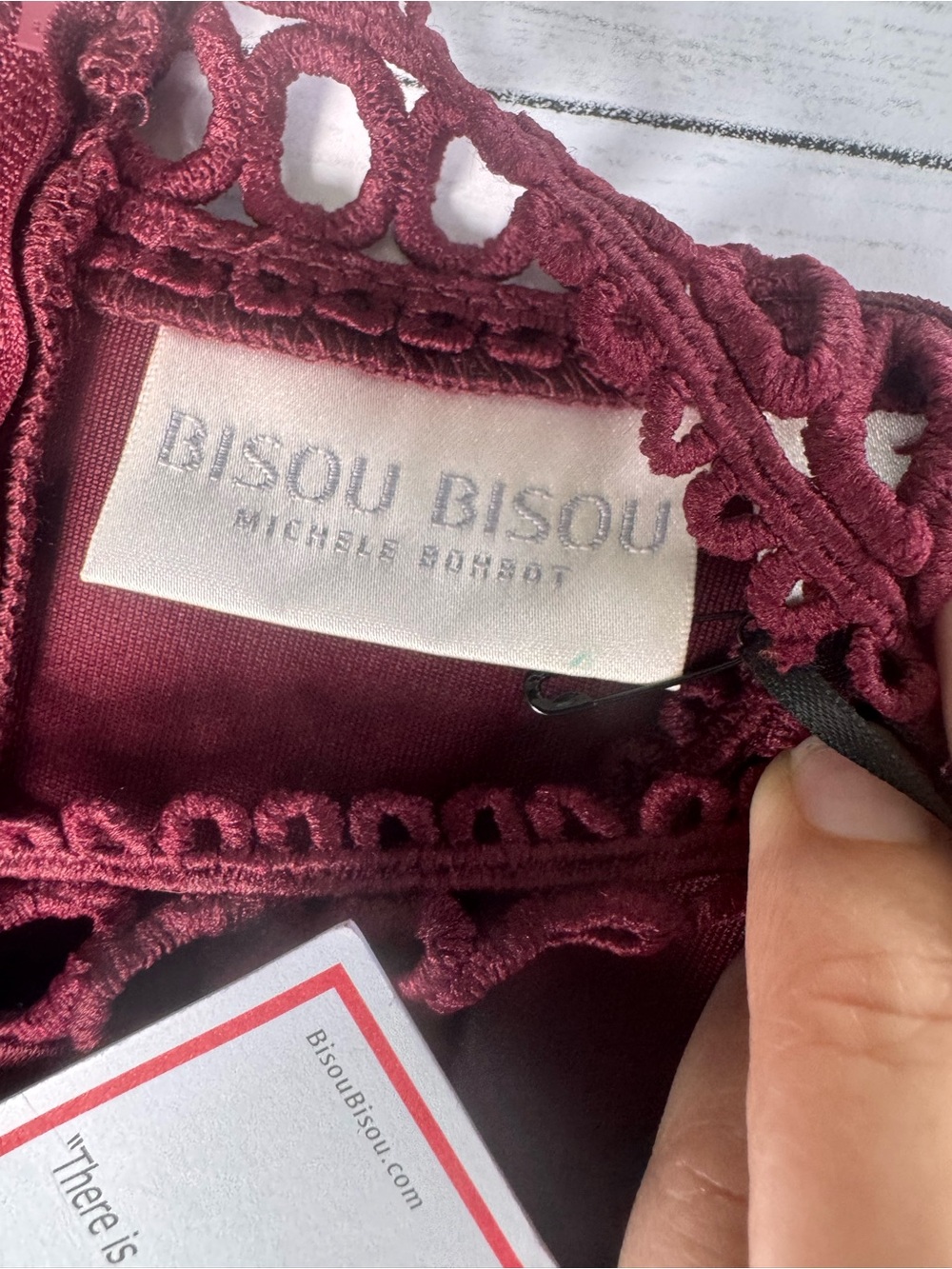 Bisou Bisou Michele Bohbot Burgundy Peplum Sheath Dress NWT Size 4 Cocktail - Picture 11 of 17